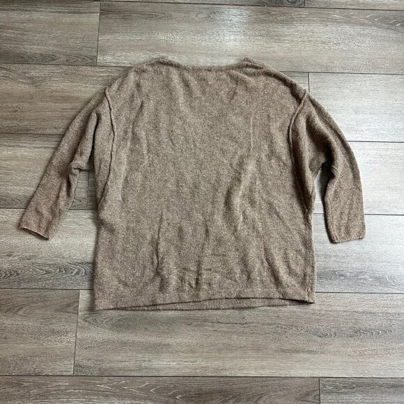 FREE People Pullover Sweater Size XS Solid Color Block Brown Tan - Picture 2 of 7